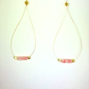 Star Crafts Rose Quartz And 14kt Hold Earrings